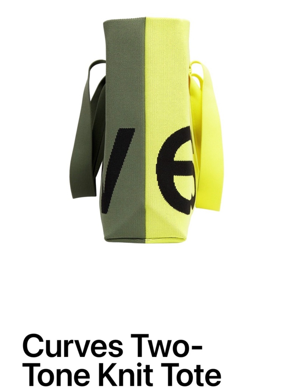 Curves by Sean Brown Two-Tone Knit Tote in Olive Green and Lime